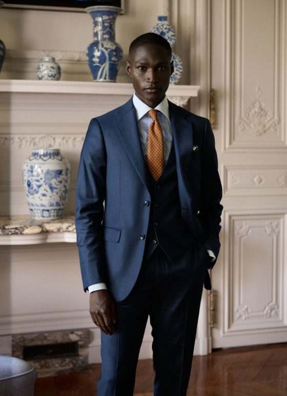Costume trois-pièces gilet droit bleu roi en 100% laine - Collection Australis