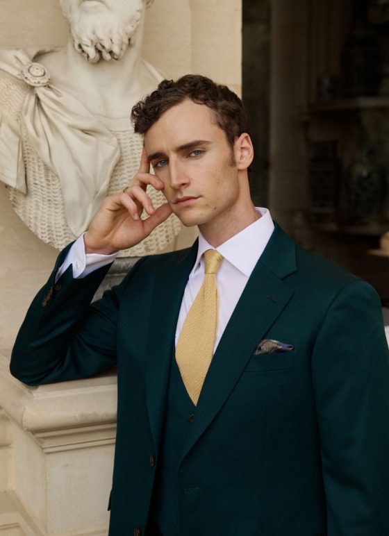 Costume trois-pièces gilet droit vert sapin en 100% laine - Collection Australis