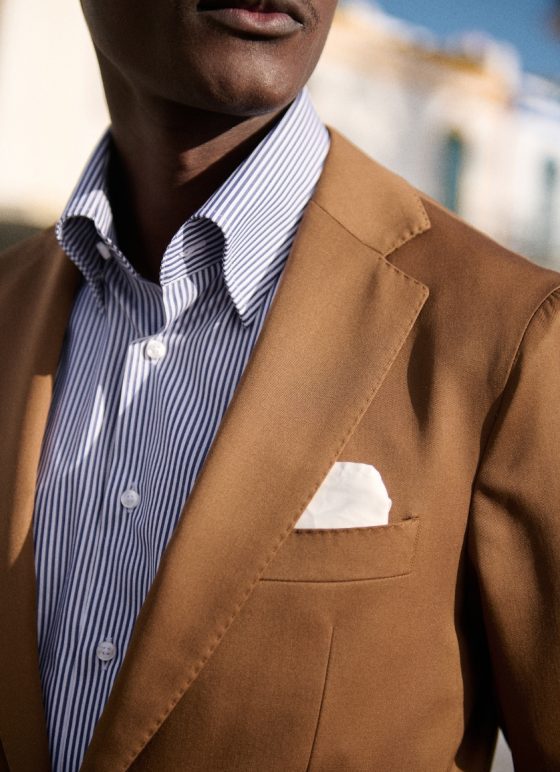 Costume deux-pièces en tissu 100% laine mérinos Loro Piana - Collection World of Colours look casual