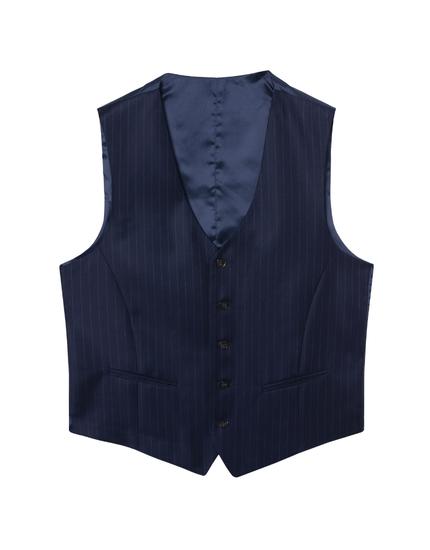 Gilet bleu à rayures en tissu Drago