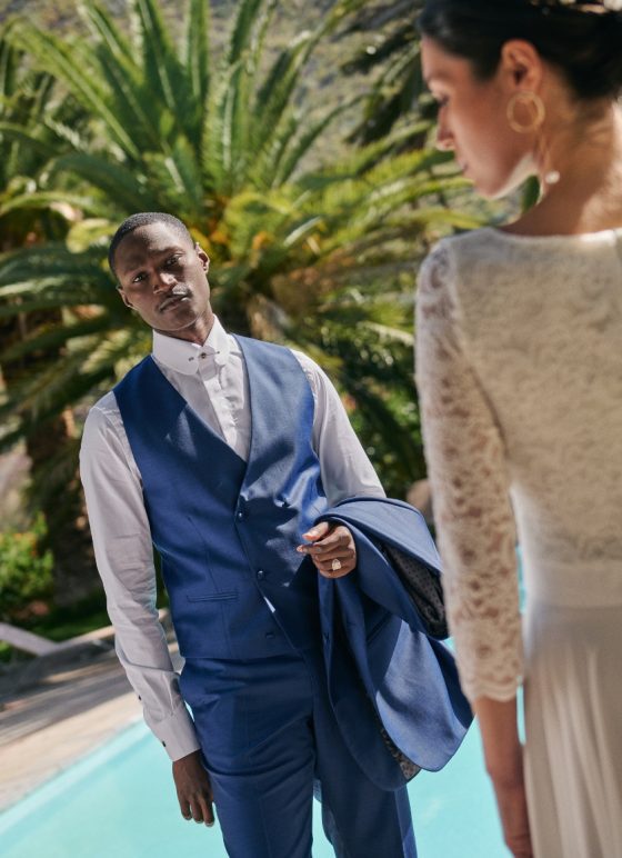 Costume trois-pièces bleu roi en tissu 100% laine mérinos - Collection Australis​