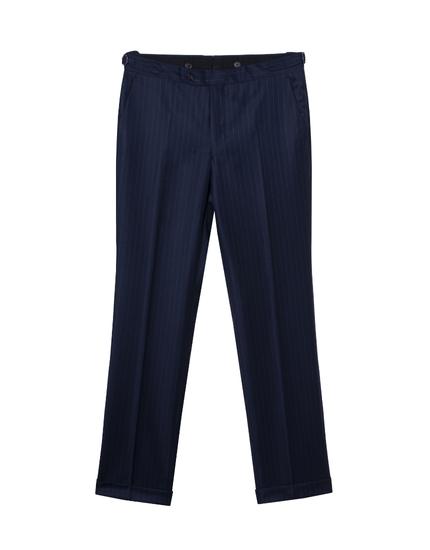 Pantalon bleu à rayures en tissu Drago