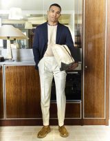 Pantalon ivoire grain de poudre en tissu 100 % laine - Collection Events