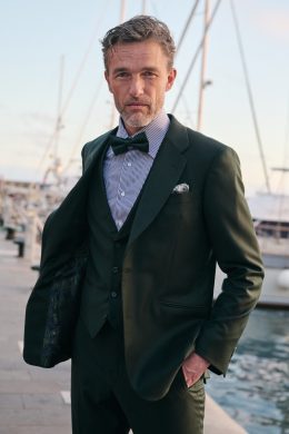 Costume trois-pièces vert sapin en tissu 100 % laine mérinos - Collection Australis