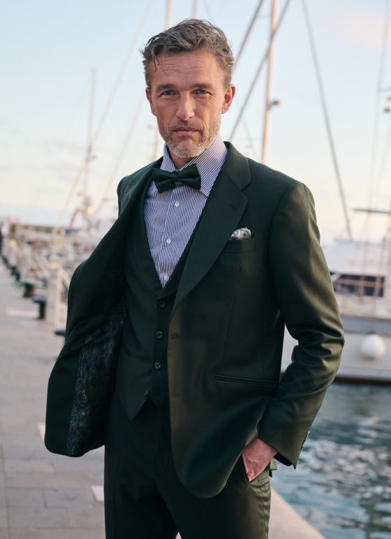 Costume trois-pièces vert sapin en tissu 100 % laine mérinos - Collection Australis