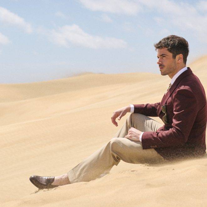 Veste en Lie-de-vin 100 % laine de Collection Mock Leno​