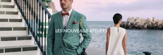 Costume deux-pièces vert jade clair en tissu bamboo, laine, lin, soie - Collection Wedding​