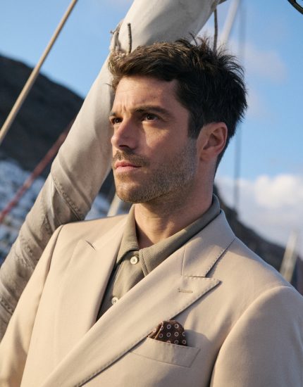 Veste beige sable en tissu 100 % laine​ - Collection Rainbow