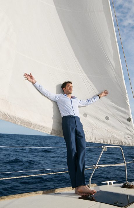 Chemise bleue 100 % coton d’Egypte - Thomas Mason