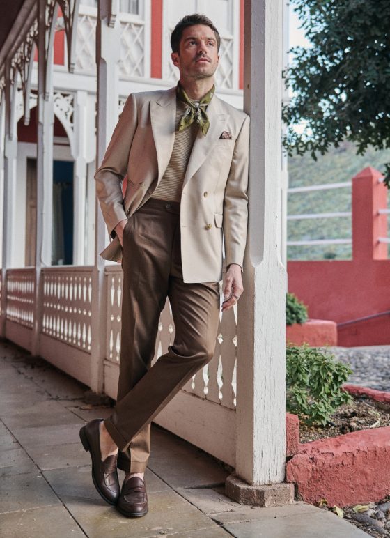 Veste beige sable en tissu 100 % laine​ - Collection Rainbow