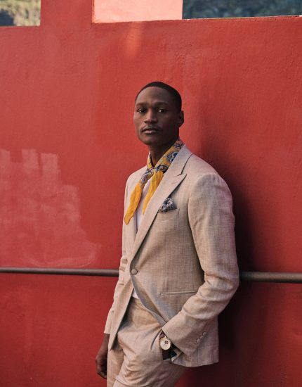 Costume deux-pièces sable en tissu laine, lin, soie - Collection Mare