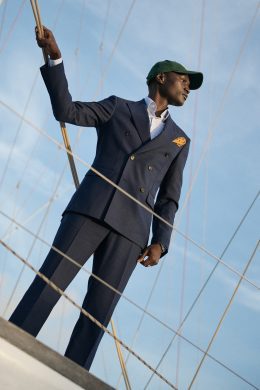 Costume croisé bleu nuit en tissu 100 % laine mérinos - Collection Tonik Wool