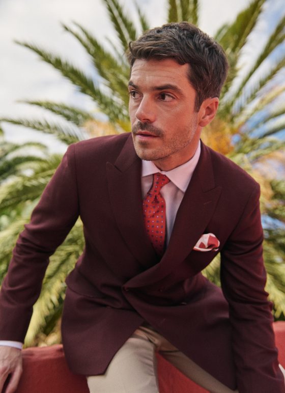 Veste Lie-de-vin 100 % laine - Collection Mock Leno