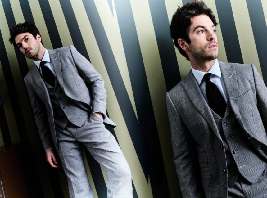 Costume trois-pièces prince de galles en tissu 100% laine - Collection Sopra Visso