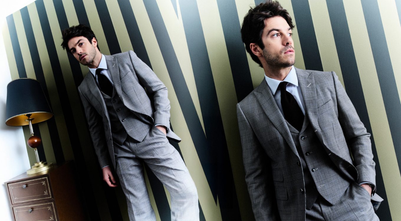 Costume trois-pièces prince de galles en tissu 100% laine - Collection Sopra Visso