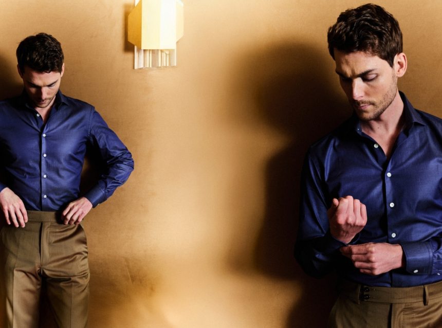 Chemise bleu jean en tissu italien 100% coton