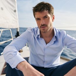 Chemise bleue 100% coton d'Egypte - Thomas Mason