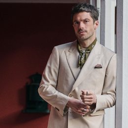 Veste beige sable en tissu 100 % laine​ - Collection Rainbow