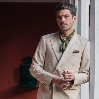Veste beige sable en tissu 100 % laine​ - Collection Rainbow