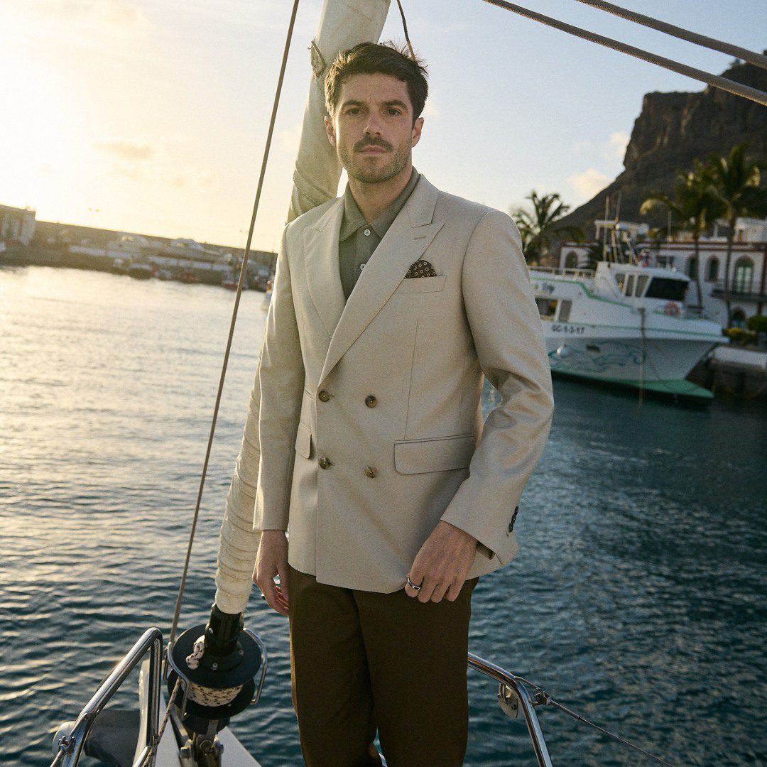 Veste beige sable en tissu 100 % laine​ - Collection Rainbow