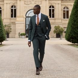 Costume trois-pièces vert forêt 100% laine - Collection Uniti